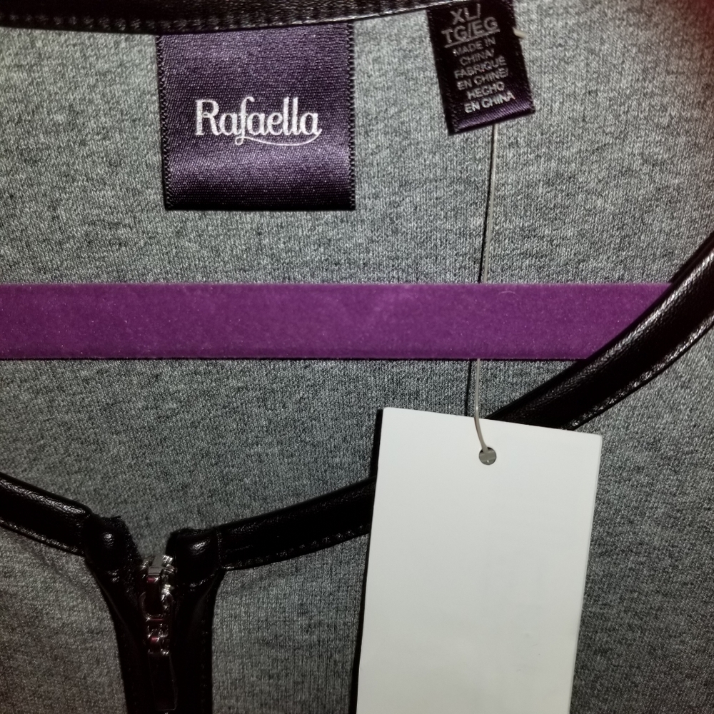 Striped Sweater jacket with a leather lined zipper